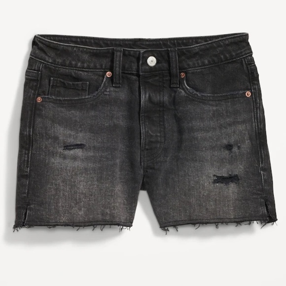 NWT High-Waisted Button-Fly O.G. Straight Ripped Side-Slit Jean Shorts 3” - Picture 6 of 7